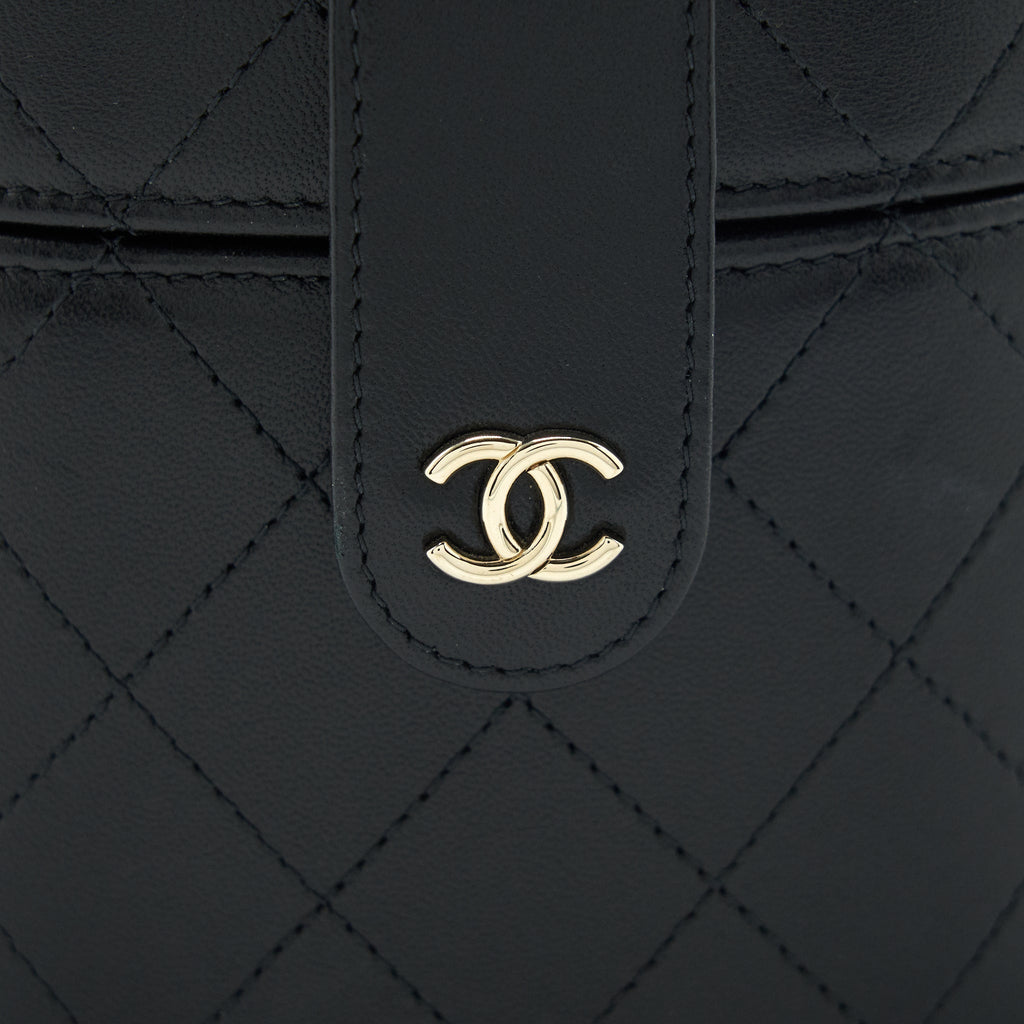 CHANEL SMALL VANITY WITH CHAIN LAMBSKIN BLACK LGHW