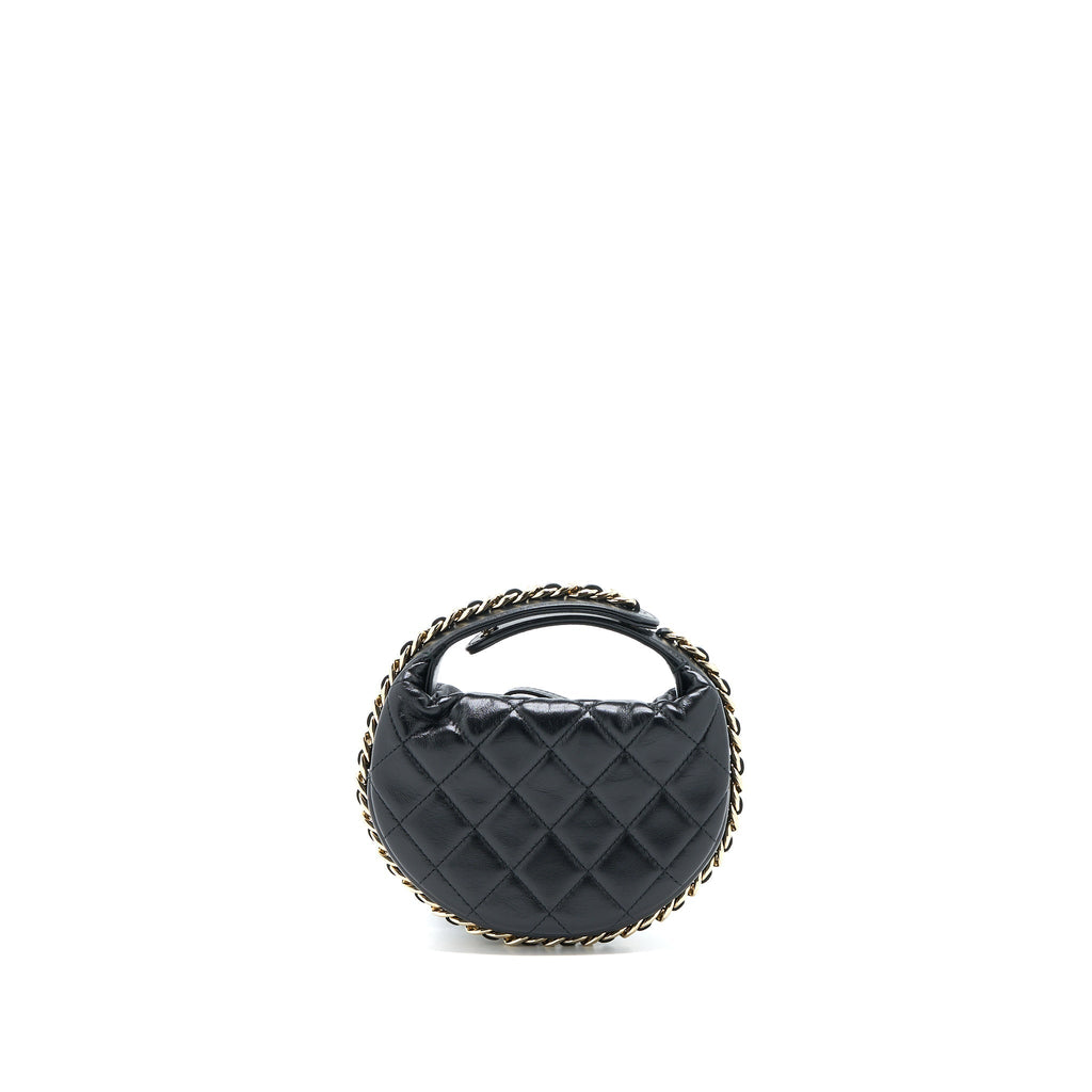 CHANEL 23C ROUND CRUISE POUCH LAMBSKIN BLACK LGHW (MICROCHIP)