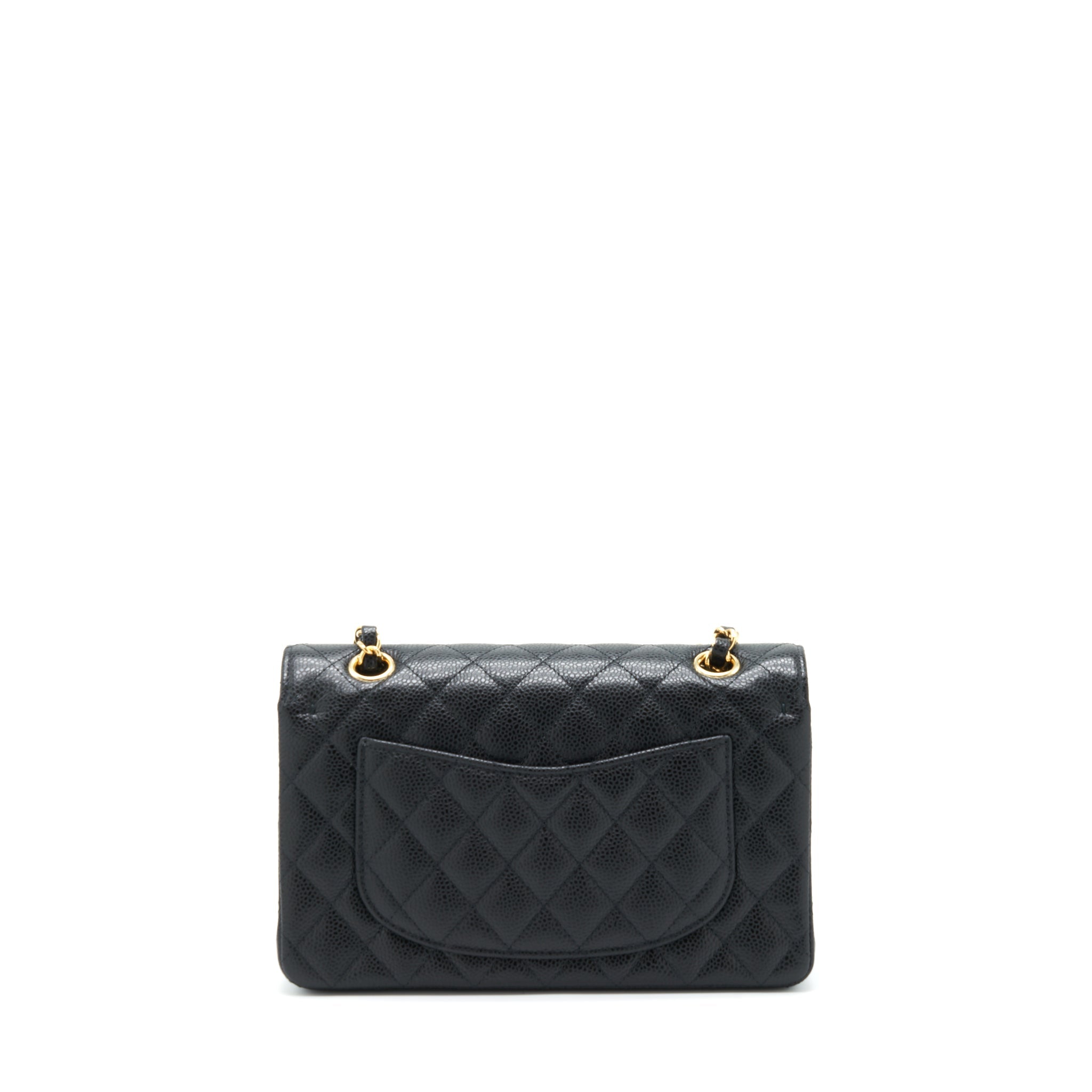 CHANEL SMALL CLASSIC DOUBLE FLAP BAG CAVIAR BLACK GHW (MICROCHIP)
