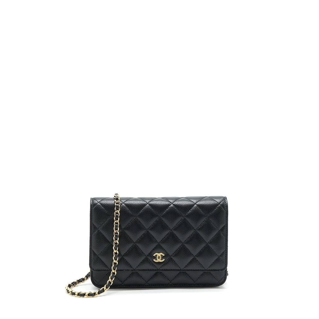 CHANEL CLASS WALLET ON CHAIN CAVIAR BLACK GHW (MICROCHIP)