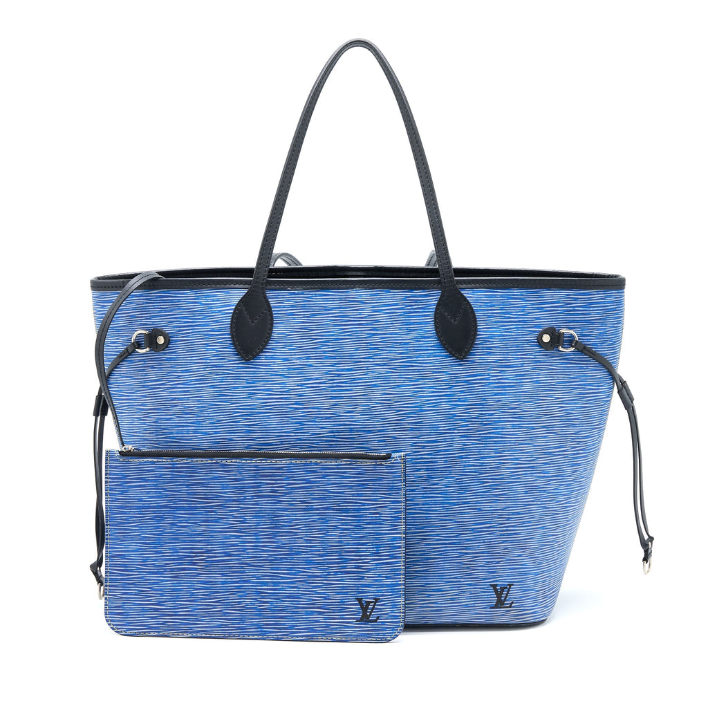 LOUIS VUITTON NEVERFULL MM EPI BLUE DENIM/BLACK SHW
