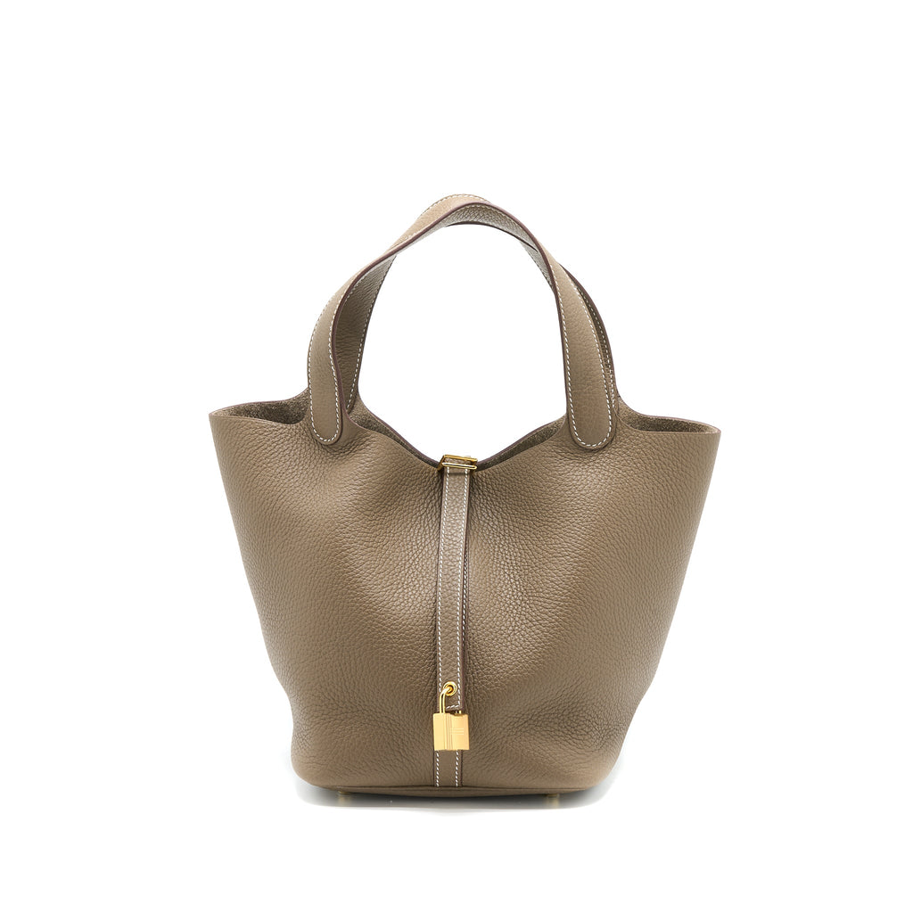 Hermes Picotin 22 Lock Bag Clemence Etoupe GHW