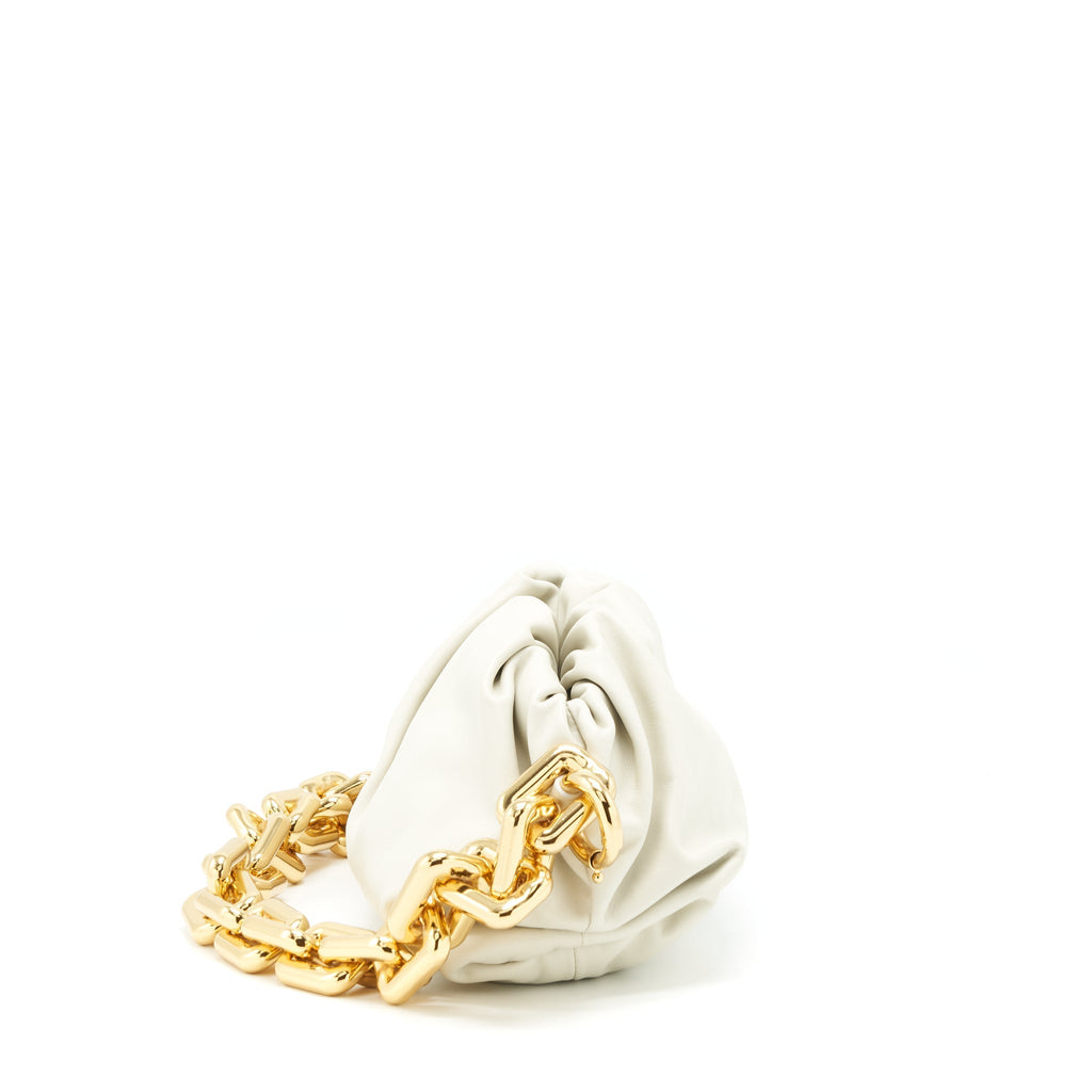 BOTTEGA VENETA CHAIN POUCH BAG WHITE GHW