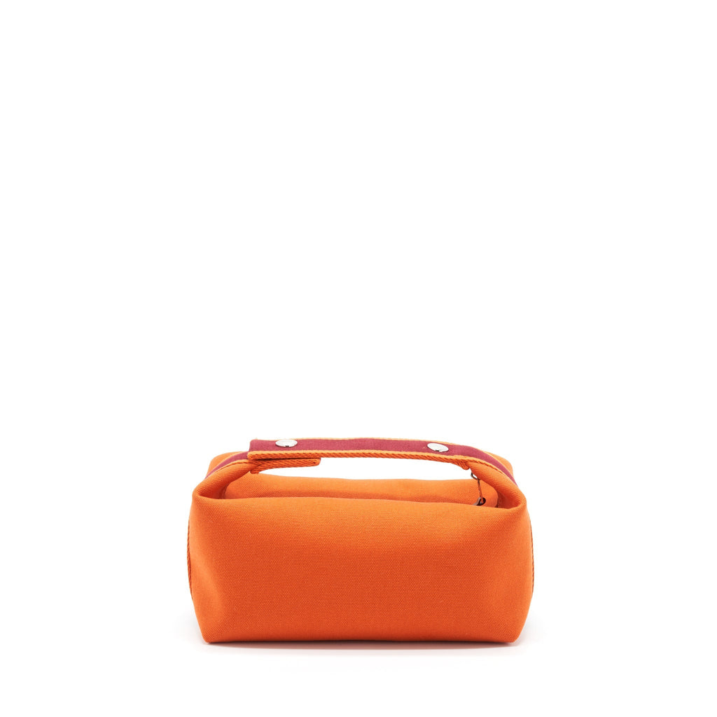 HERMES TROUSSE DE TOILETTE BRIDE A BRAC CANVAS TRAVEL POUCH ORANGE FEU