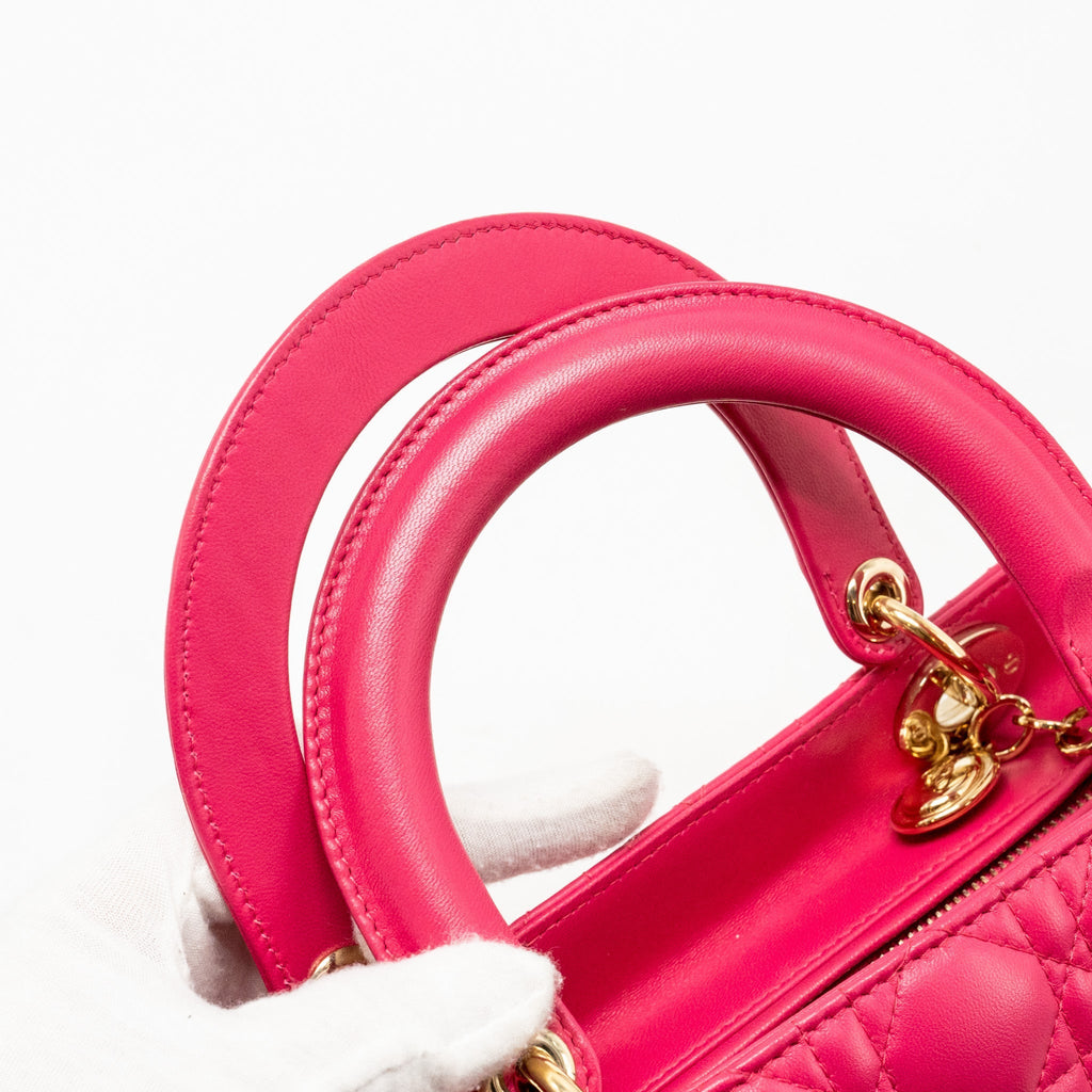 DIOR MEDIUM LADY DIOR LAMBSKIN PINK LGHW