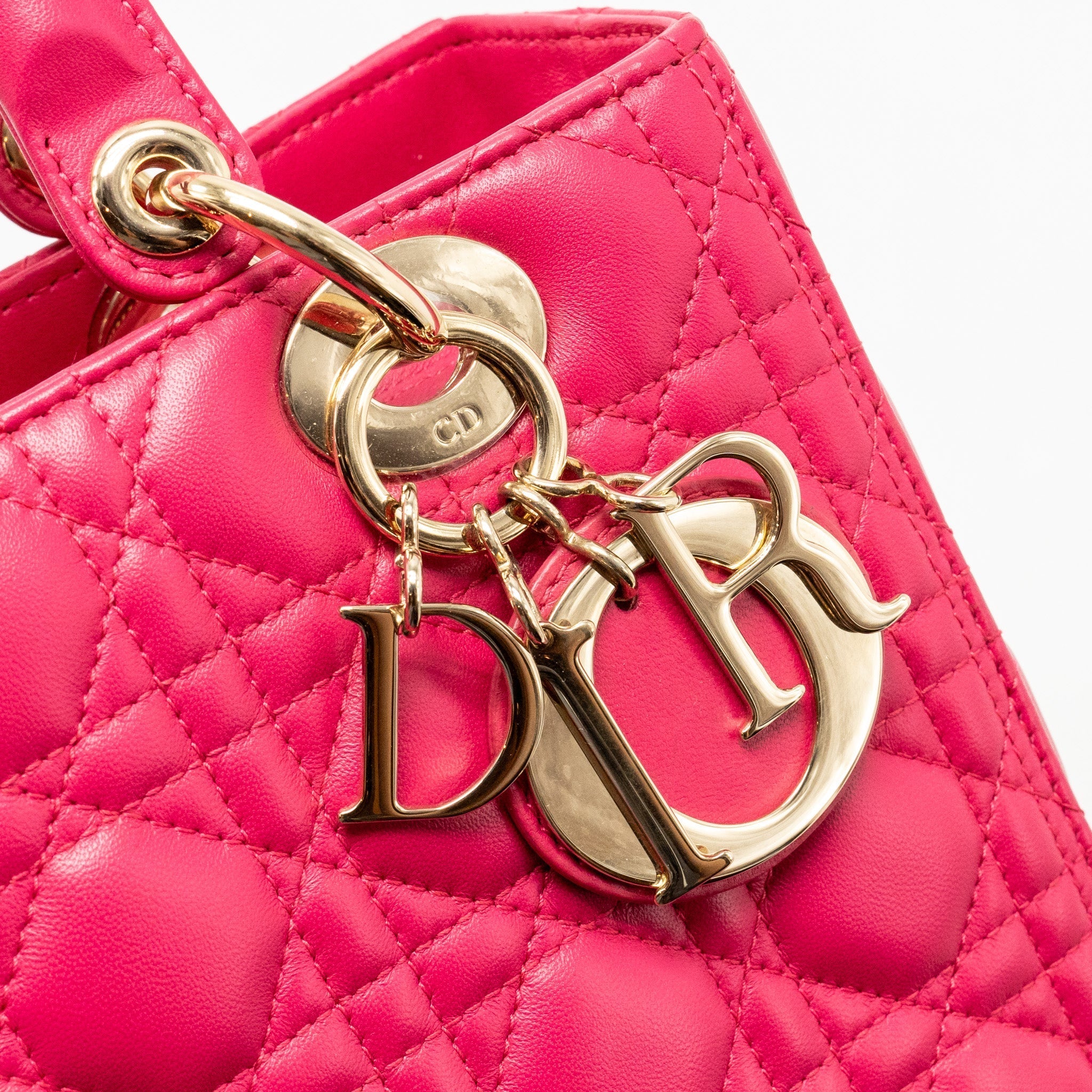 DIOR MEDIUM LADY DIOR LAMBSKIN PINK LGHW