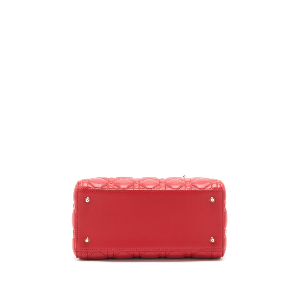 DIOR MEDIUM LADY DIOR LAMBSKIN RED GHW