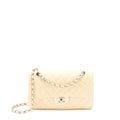 CHANEL PATENT LEATHER MEDIUM CLASSIC DOUBLE FLAP BAG BEIGE SHW