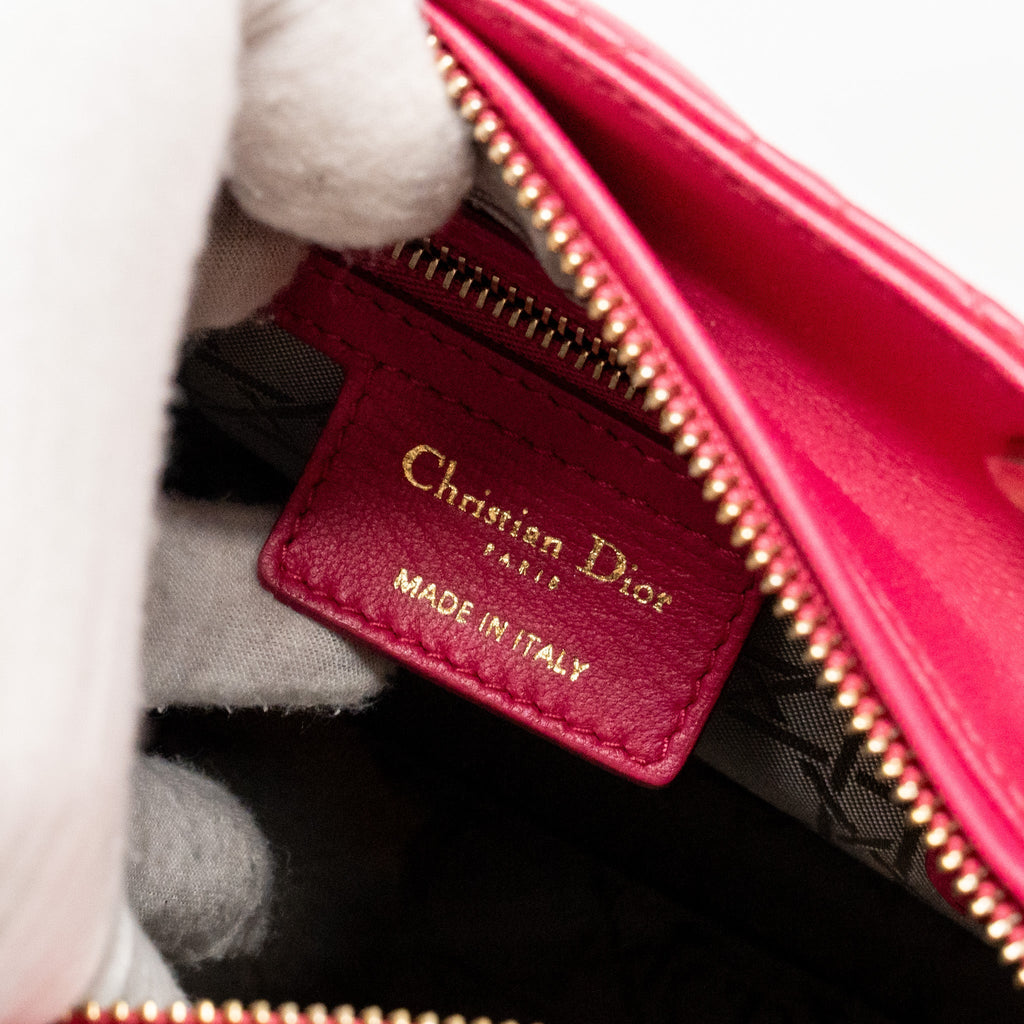 DIOR MEDIUM LADY DIOR LAMBSKIN PINK LGHW