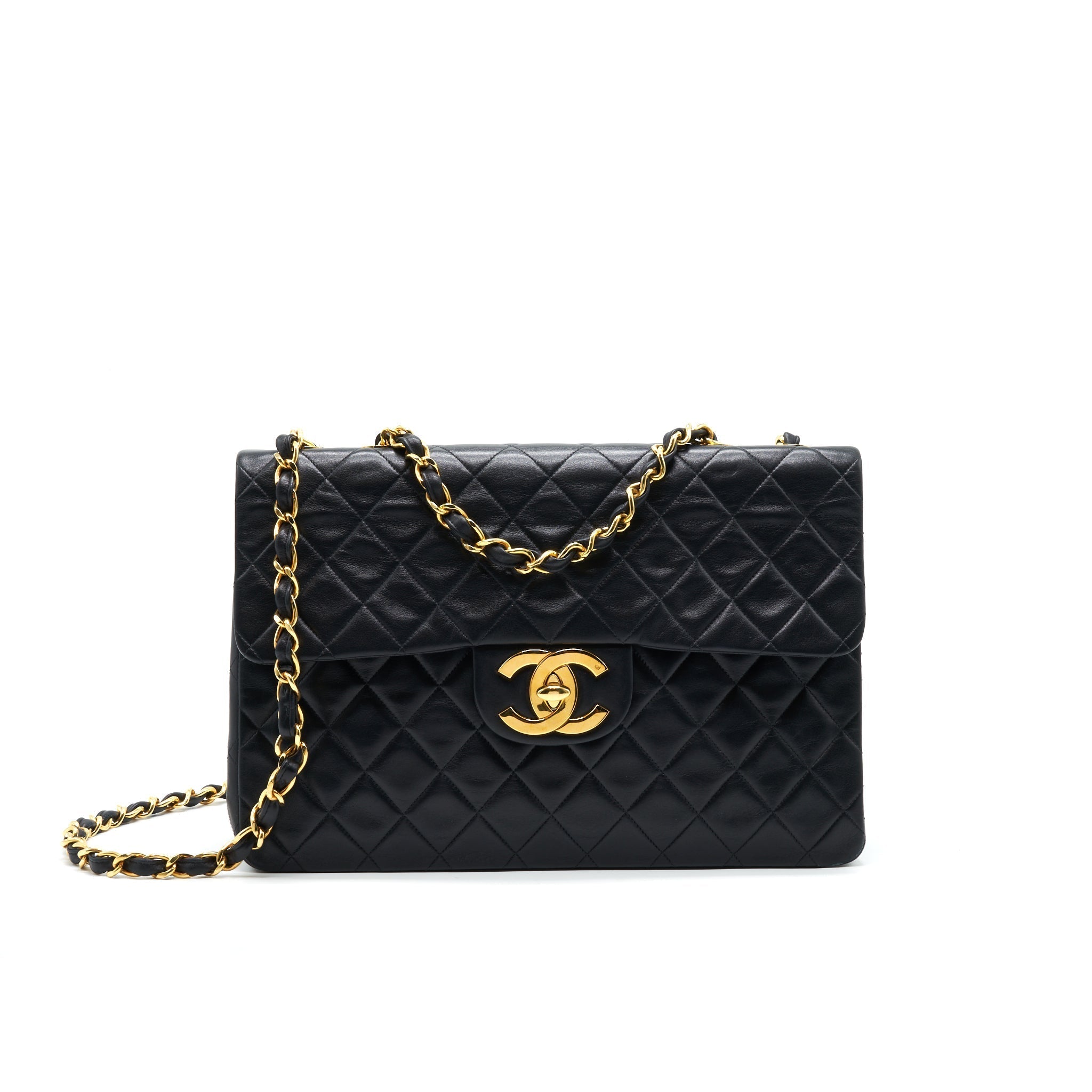 CHANEL VINTAGE MAXI FLAP BAG BLACK 24K GHW