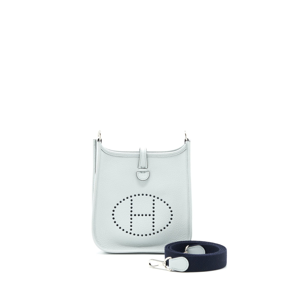 Hermes Mini Evelyne Clemence Bleu Pale/ Bleu Indigo SHW