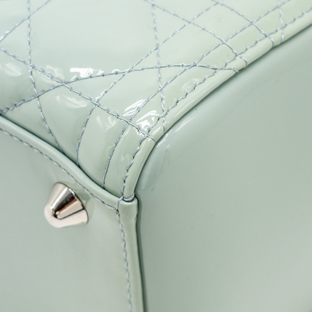 DIOR LARGE LADY DIOR PATENT LIGHT BLUE SHW