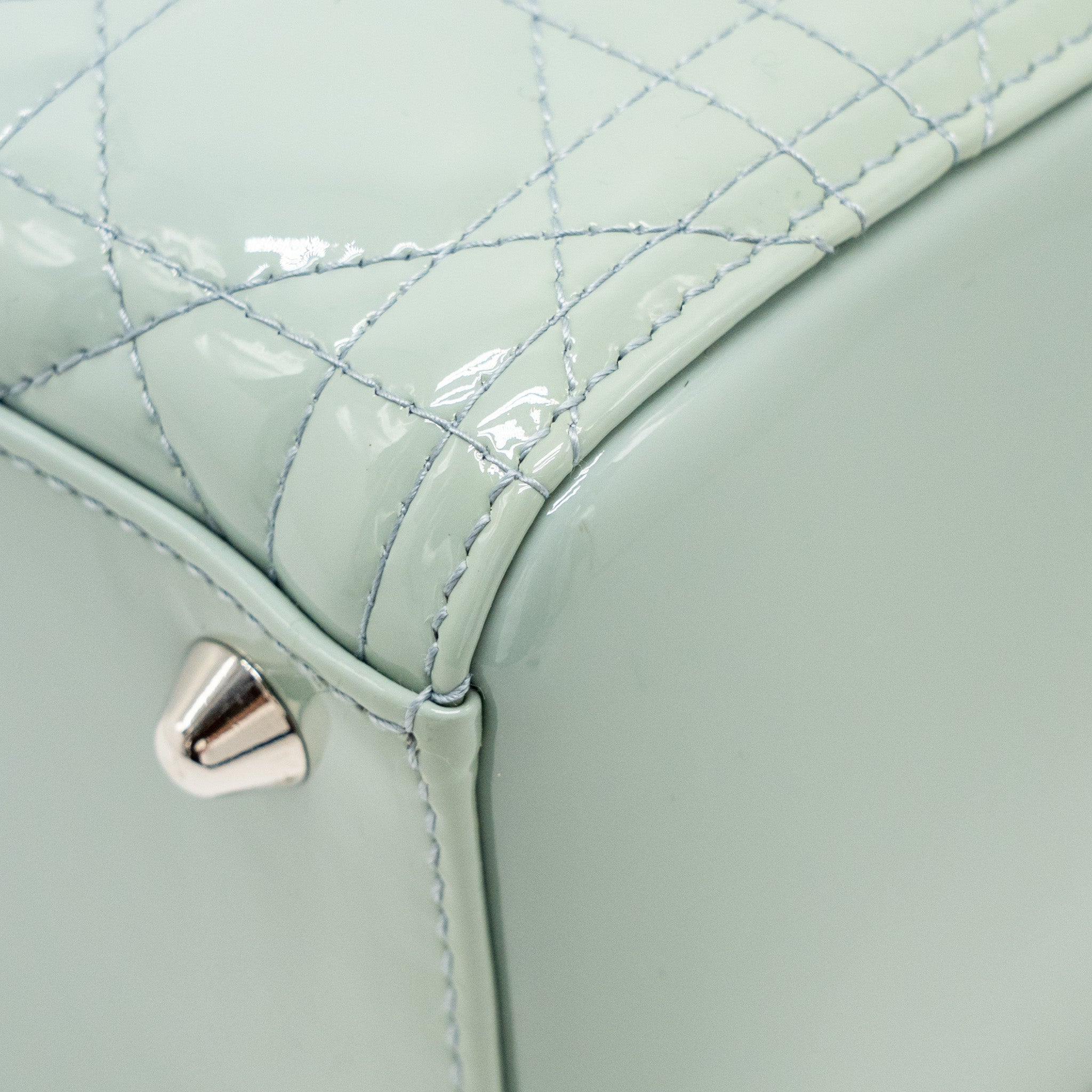 DIOR LARGE LADY DIOR PATENT LIGHT BLUE SHW