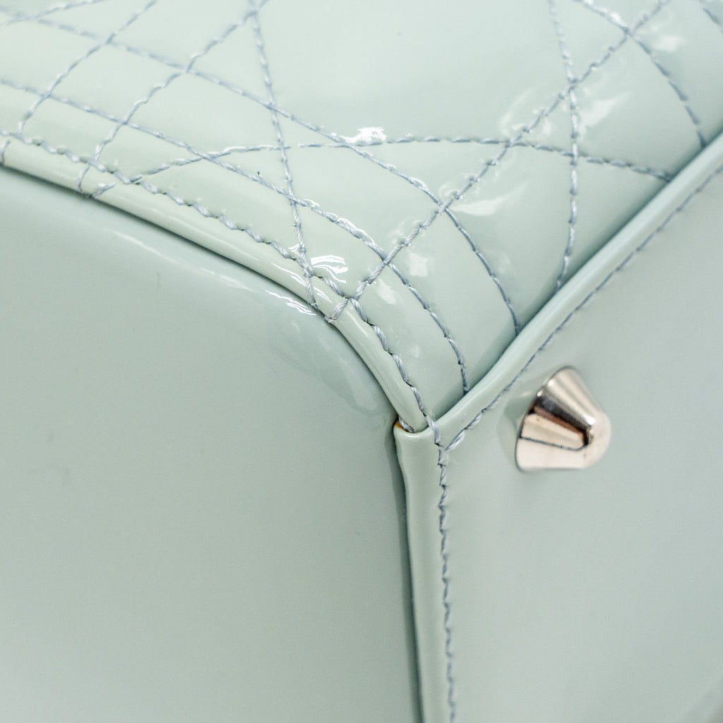 DIOR LARGE LADY DIOR PATENT LIGHT BLUE SHW