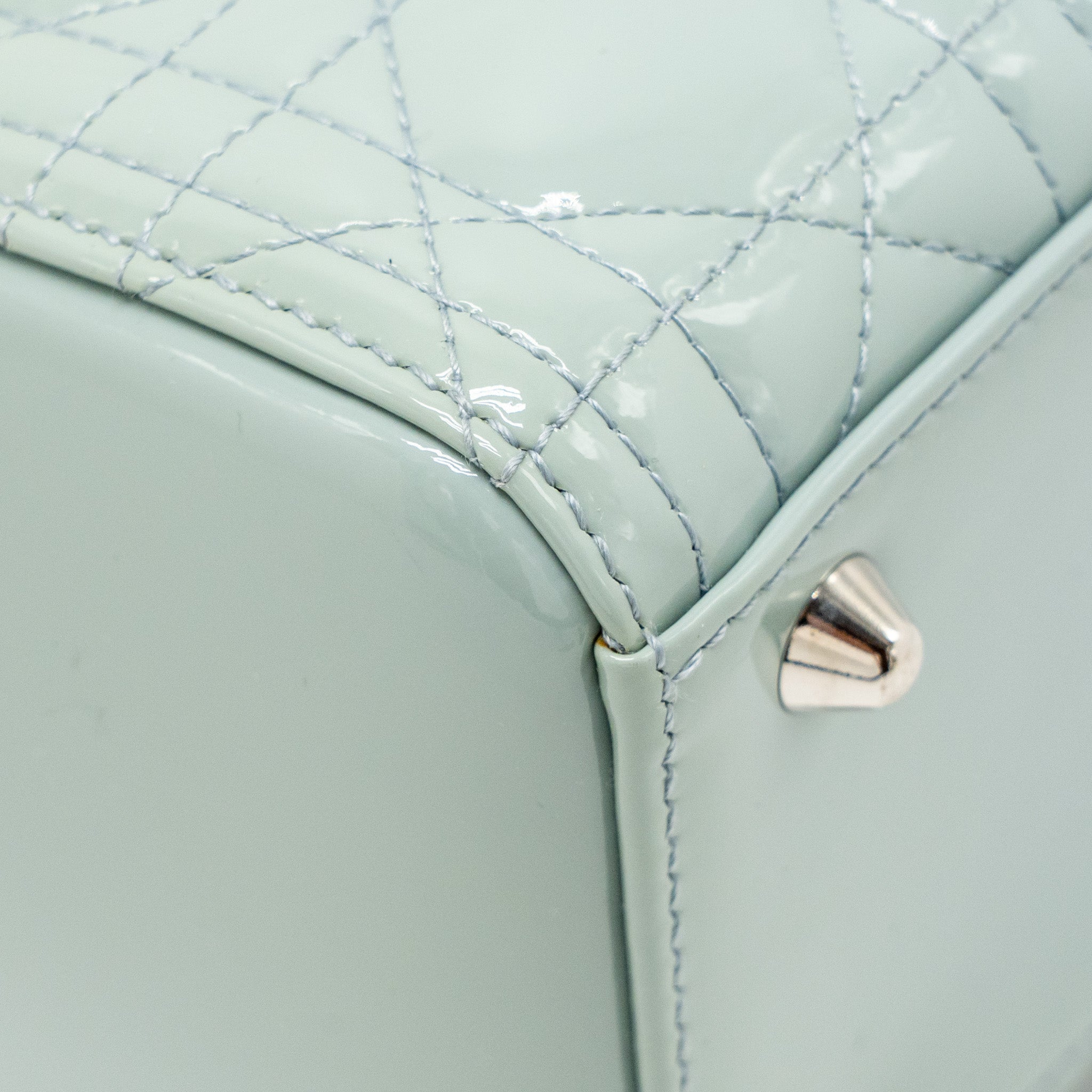 DIOR LARGE LADY DIOR PATENT LIGHT BLUE SHW
