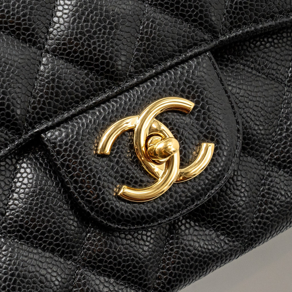 CHANEL MAXI CLASSIC DOUBLE FLAP BAG CAVIAR BLACK GHW