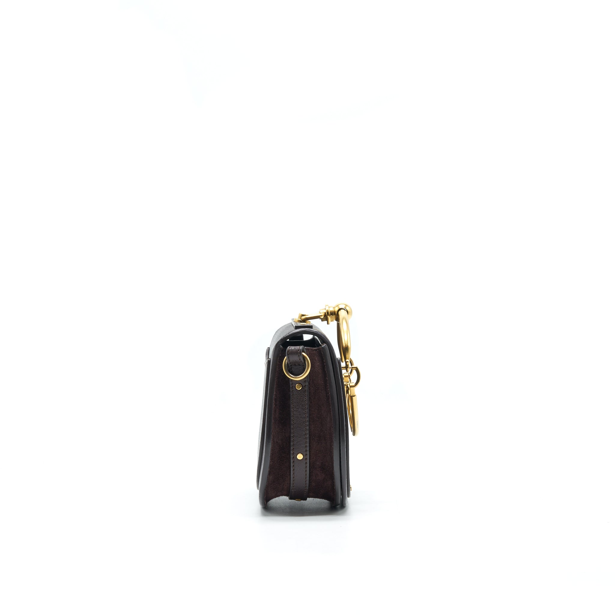 CHLOE SMALL NILE BRACELET LEATHER CROSSBODY BAG DARK BROWN