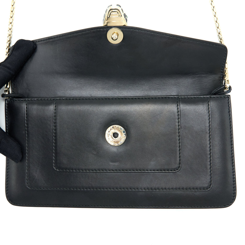 BVLGARI SERPENTI CLUTCH WITH CHAIN CALFSKIN BLACK GHW