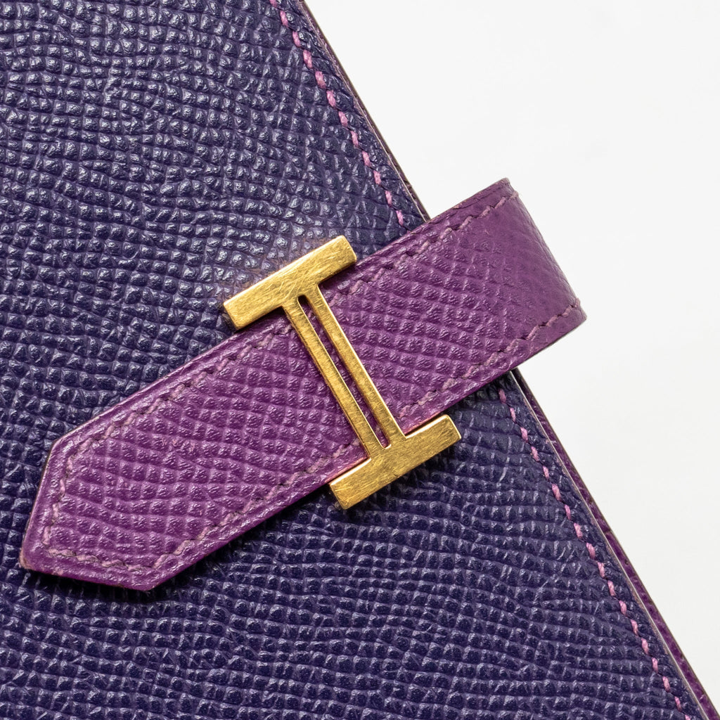 HERMES BEARN WALLET SPECIAL ORDER EPSOM PURPLE/MULTICOLOUR GHW