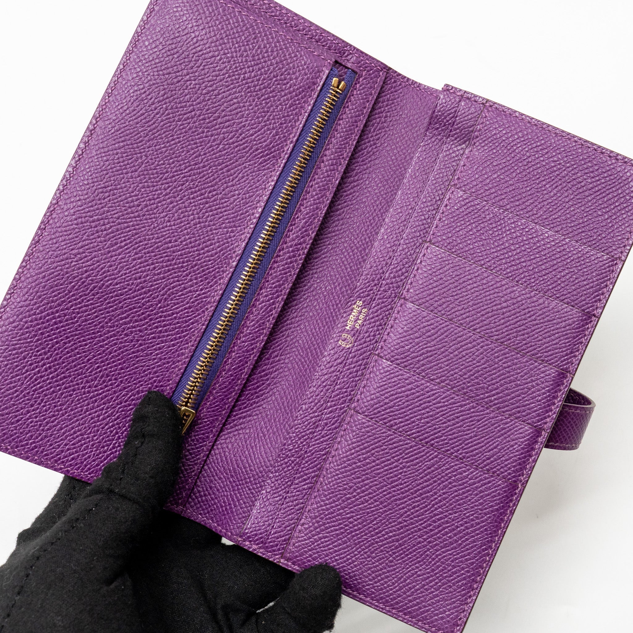 HERMES BEARN WALLET SPECIAL ORDER EPSOM PURPLE/MULTICOLOUR GHW
