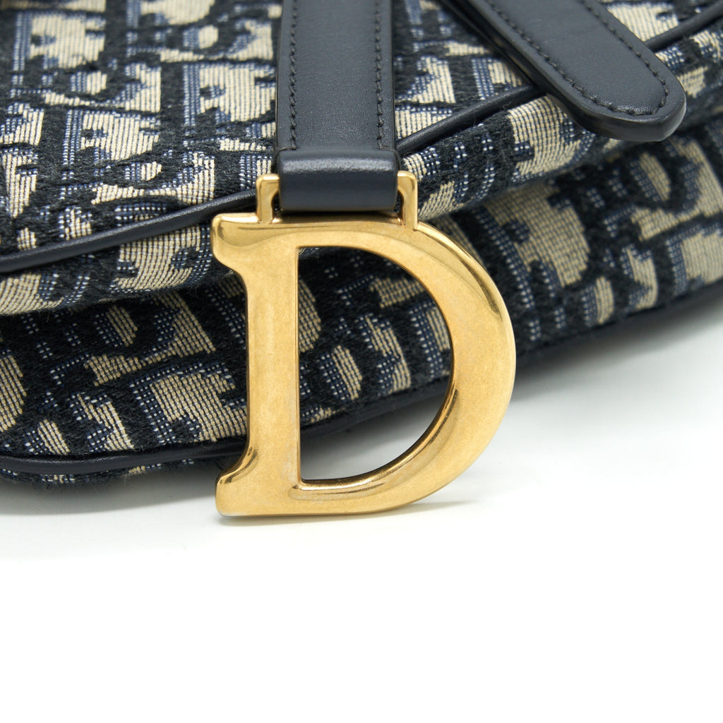 DIOR MINI SADDLE BLUE OBLIQUE GHW