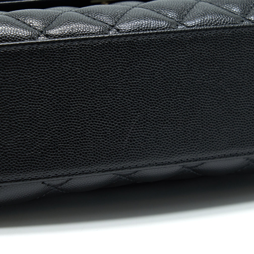 CHANEL SMALL COCO HANDLE 24CM CAVIAR BLACK LGHW EMBOSSED HANDLE (MICROCHIP)