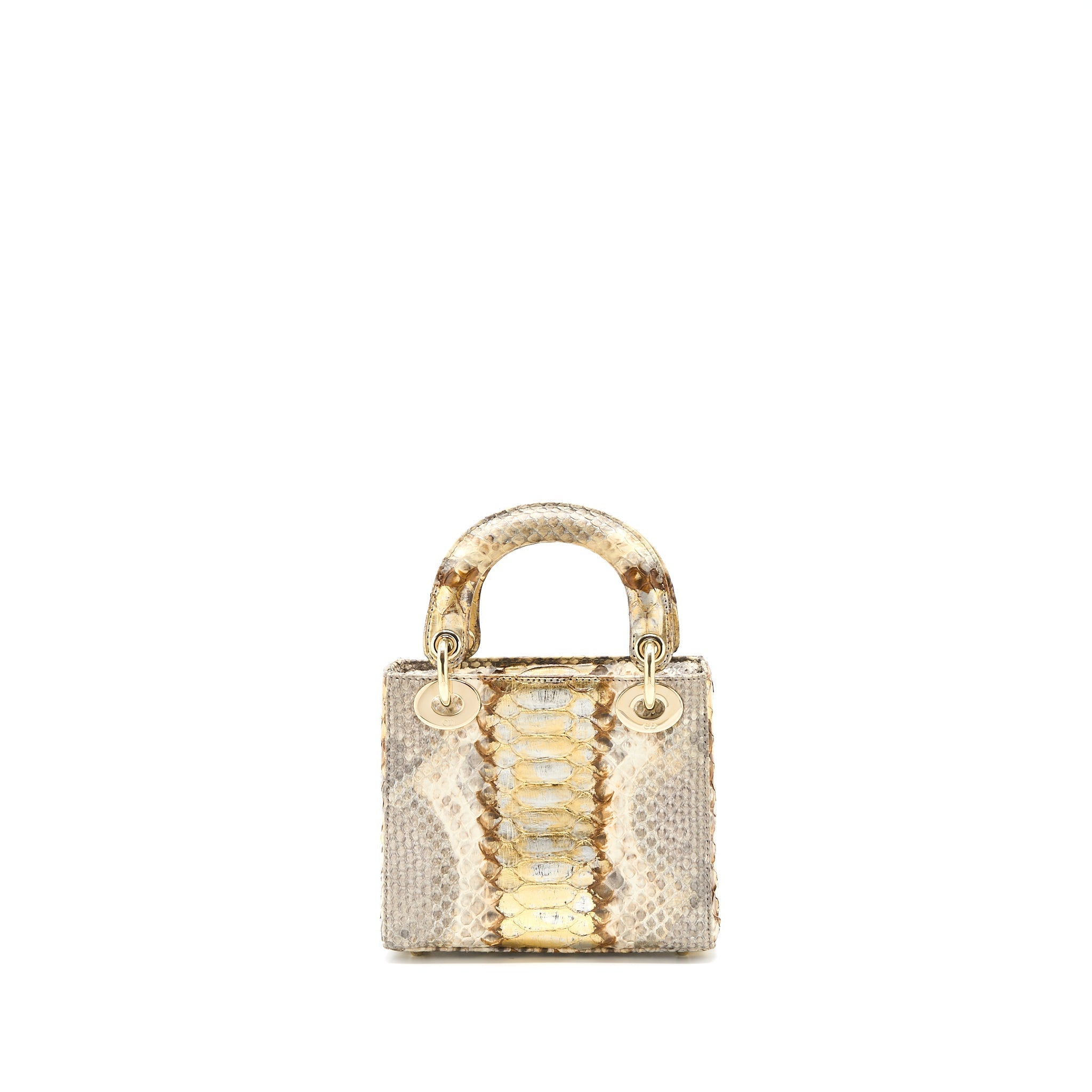DIOR MINI LADY DIOR PYTHON GOLD/BEIGE LGHW