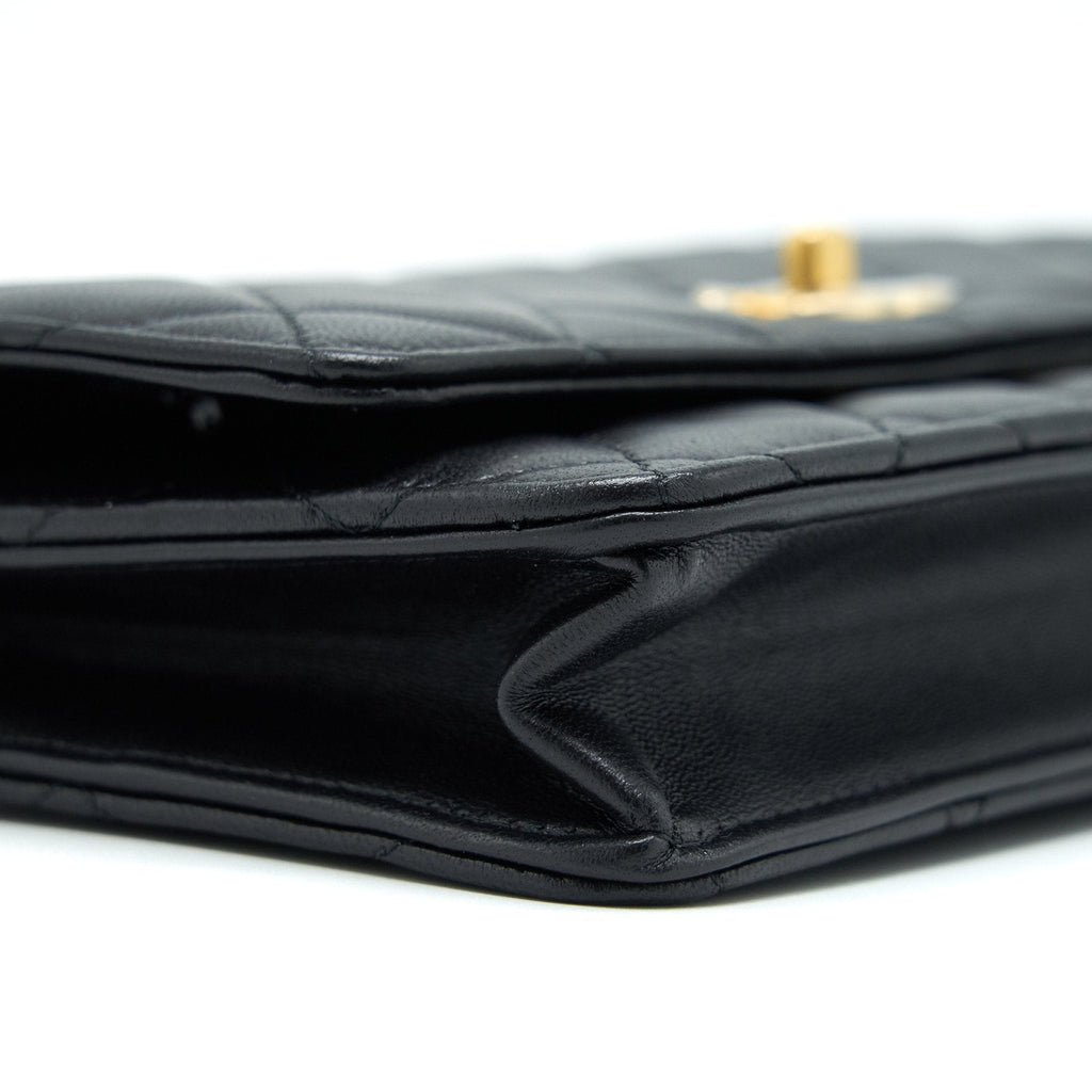 CHANEL 22C PEARL CRUSH WALLET ON CHAIN BLACK GHW (MICROCHIP)