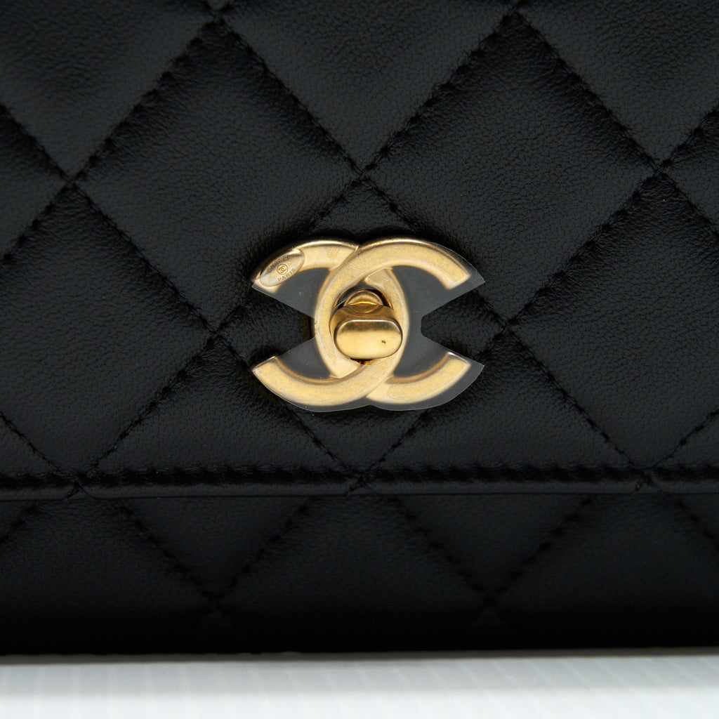 CHANEL PEARL CRUSH WALLET ON CHAIN BLACK GHW (MICRICHIP)
