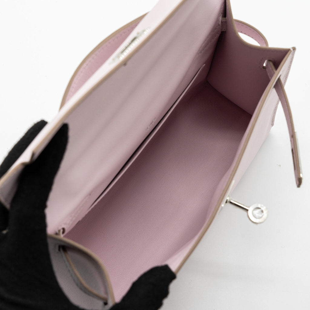 HERMES KELLY POCHETTE SWIFT MAUVE PALE SHW