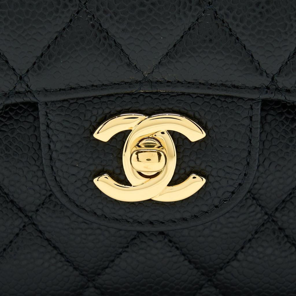 CHANEL SMALL CLASSIC DOUBLE FLAP BAG CAVIAR BLACK GHW