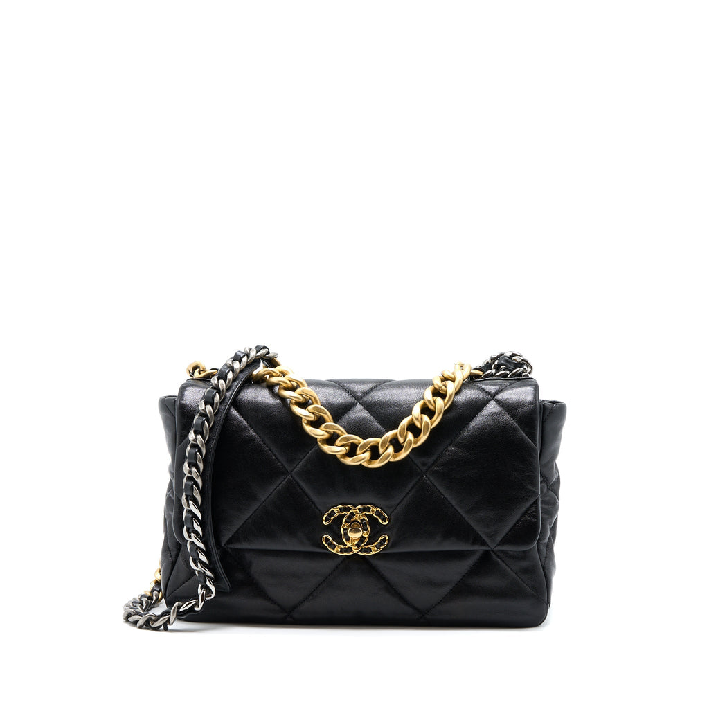 CHANEL MEDIUM 19 BAG GOATSKIN BLACK MULTICOLOUR HARDWARE