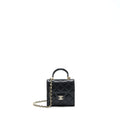 CHANEL 22P TOP HANDLE MINI FLAP BAG WITH CHAIN LAMBSKIN BLACK LGHW