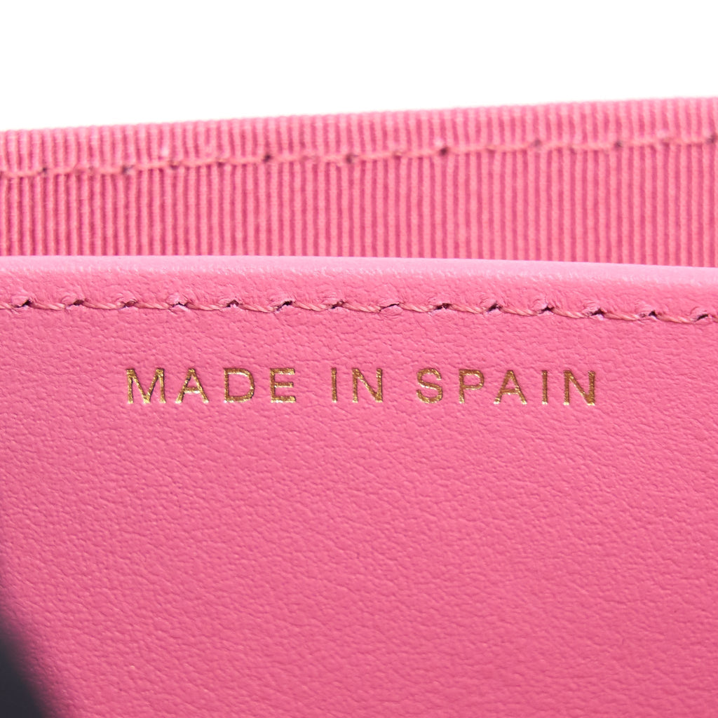 CHANEL MINI FLAP CARD HOLDER CAVIAR PINK LGHW