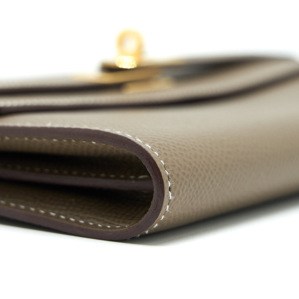 Hermes Kelly Long Wallet Etoupe GHW