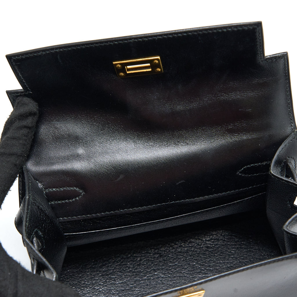 HERMES VINTAGE KELLY 20 BOX BLACK GHW