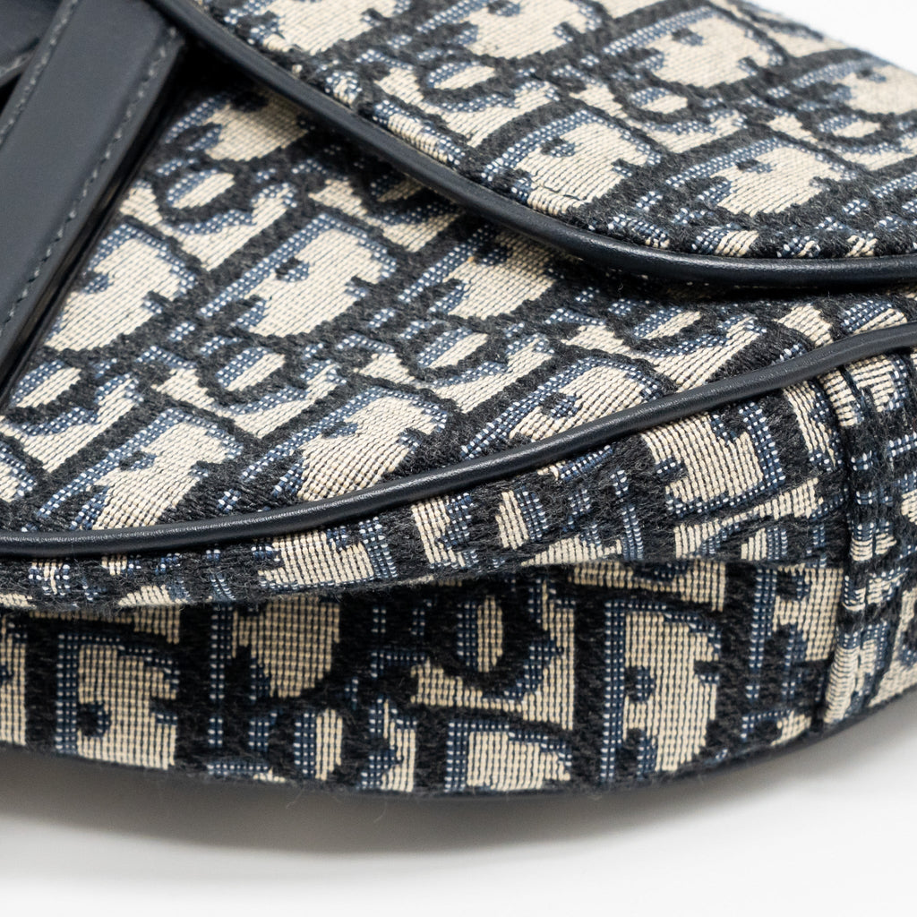 DIOR MEDIUM SADDLE BAG BLUE DIOR OBLIQUE JACQUARD CANVAS/CALFSKIN GHW