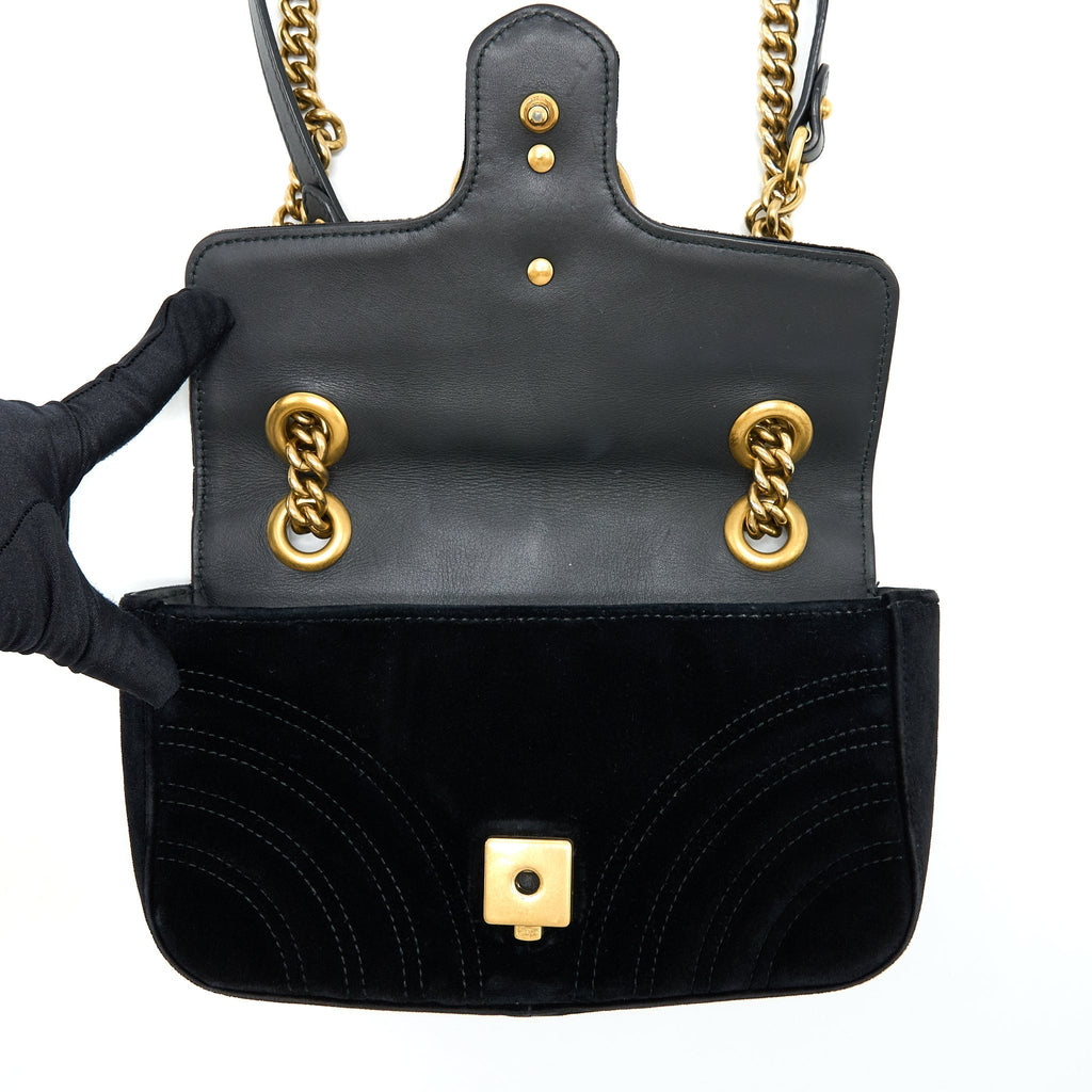 GUCCI MINI MARMONT VELVET BLACK GHW