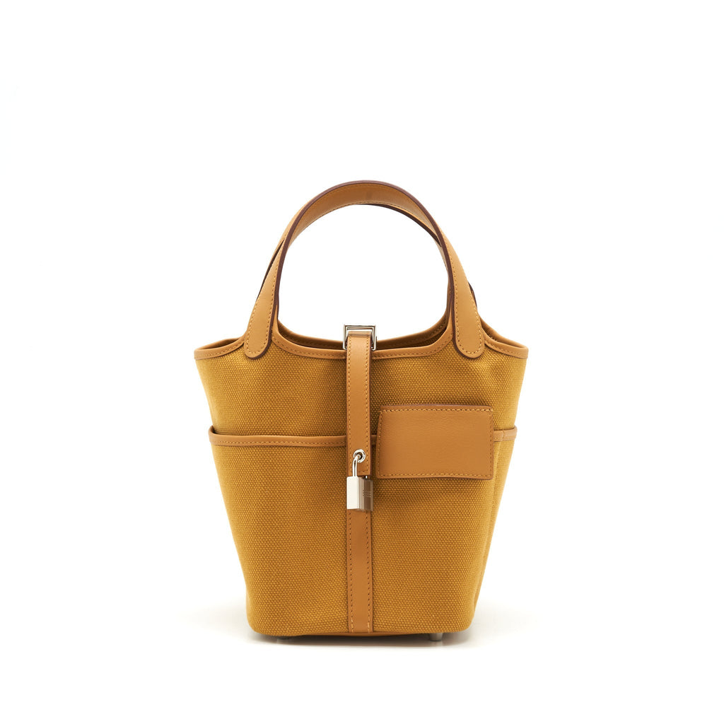 HERMES PICOTIN CARGO 18 SWIFT AND TOILE CANVAS DESERT/SESAME SHW