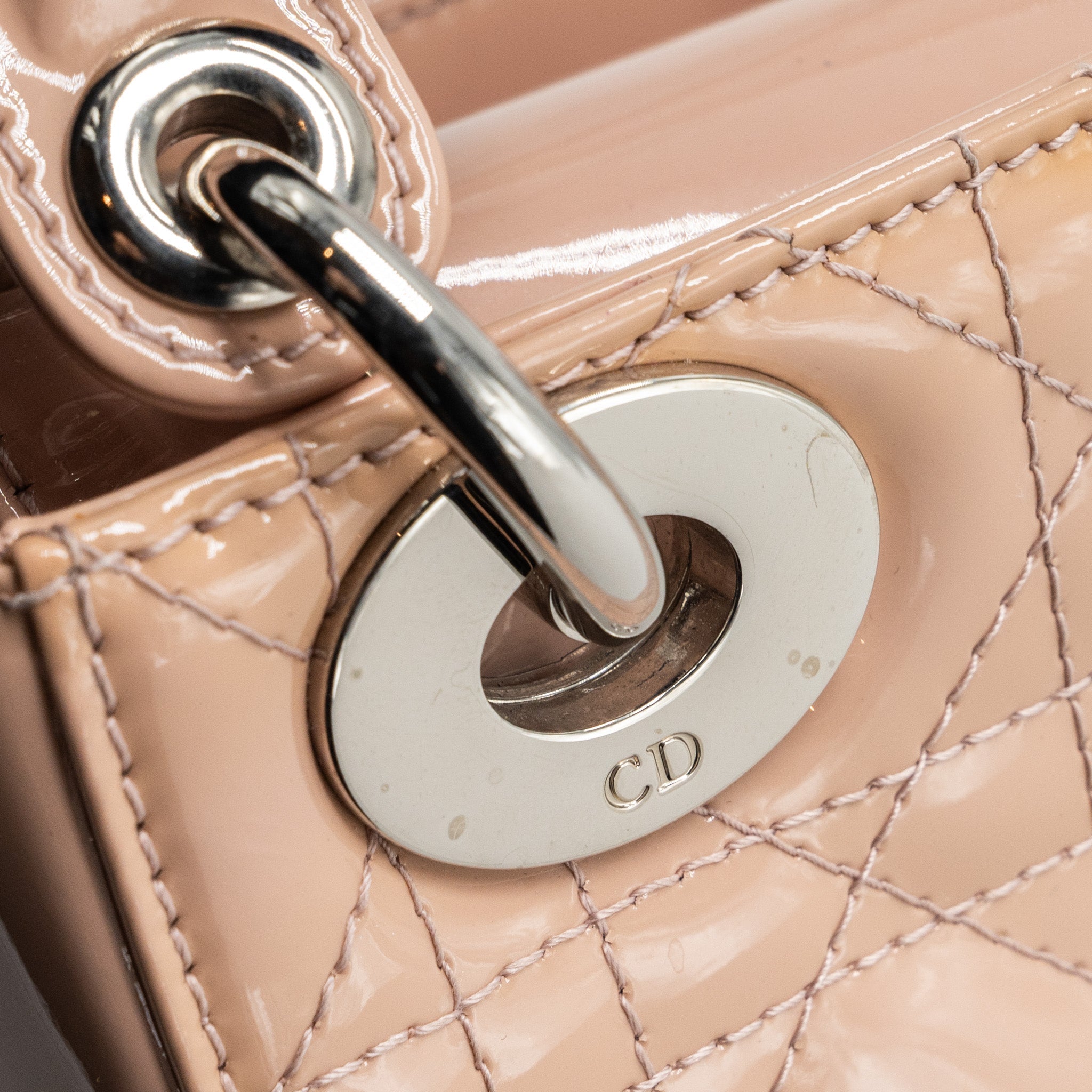 DIOR MINI LADY DIOR PATENT LEATHER LIGHT PINK SHW