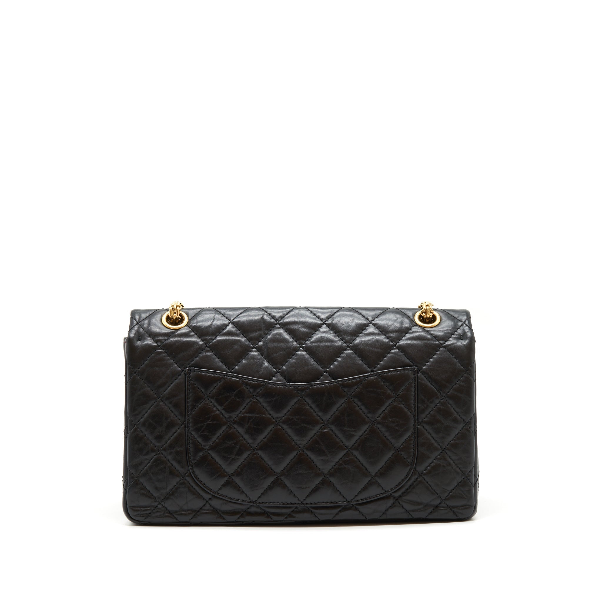 CHANEL 2.55 226 REISSUE DOUBLE FLAP BAG CALFSKIN BLACK GHW