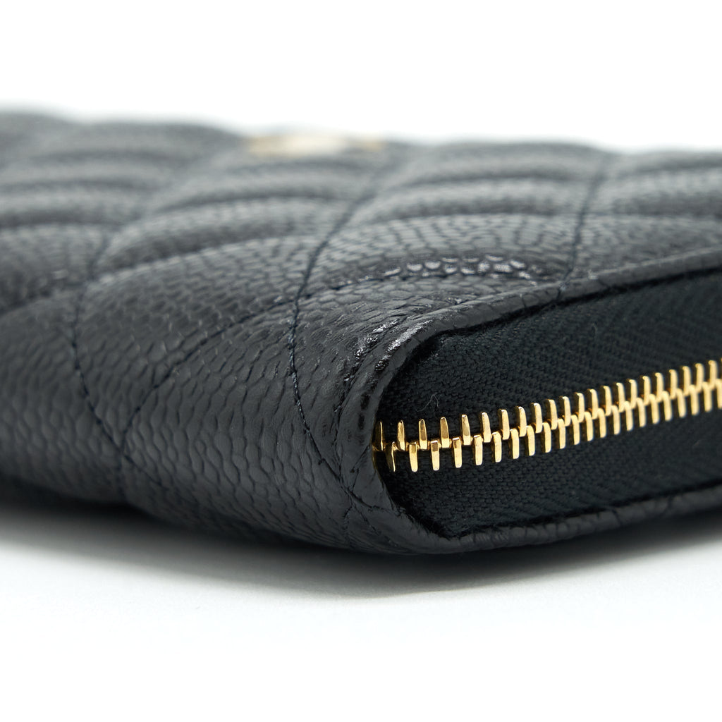 CHANEL ZIPPY LONG WALLET CAVIAR BLACK GHW