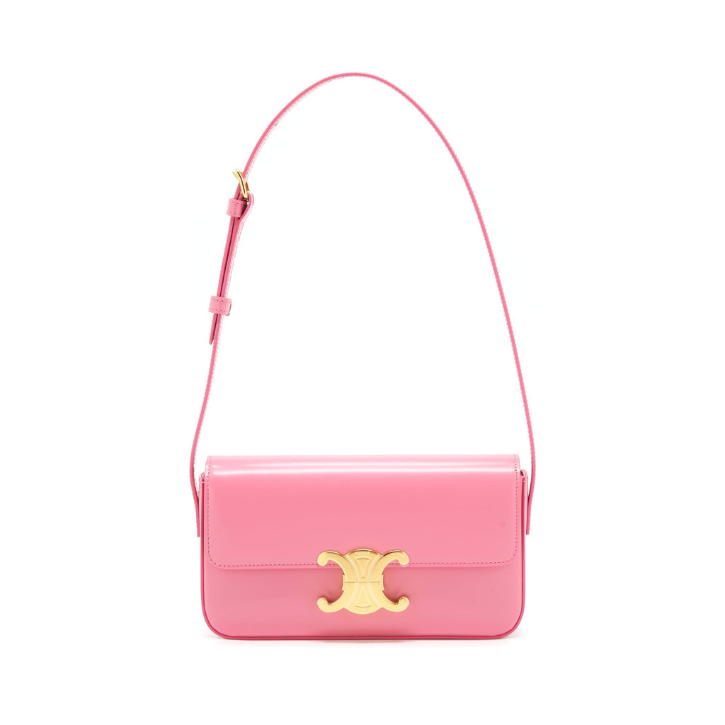 CELINE TRIOMPHE SHOULDER BAG SHINY CALFSKIN FLAMINGO