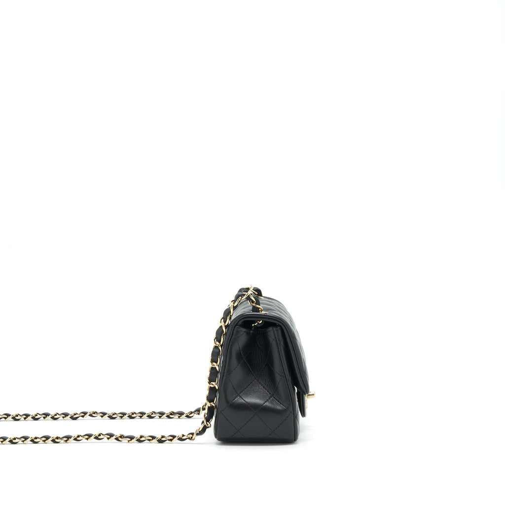 CHANEL MINI SQUARE FLAP BAG LAMBSKIN BLACK LGHW