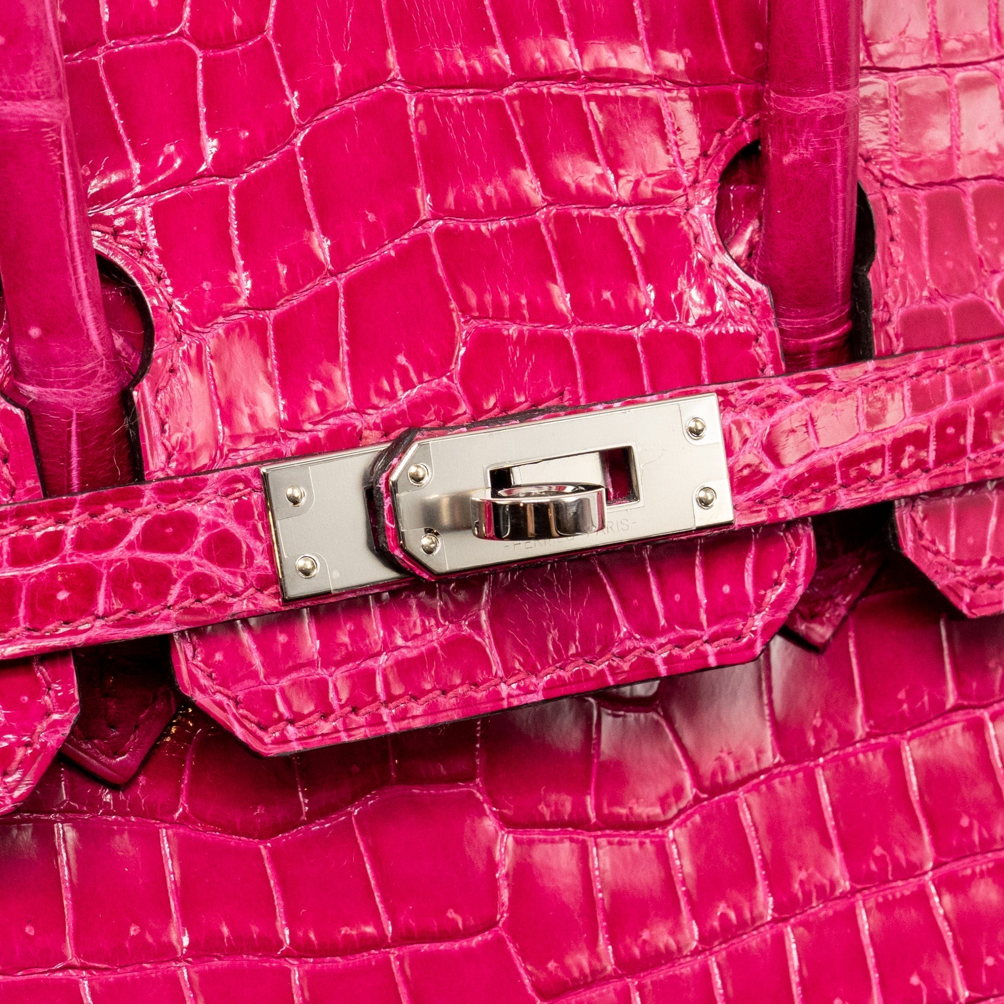 HERMES BIRKIN 25 SHINY CROCODILE POROUS ROSE MEXICO SHW