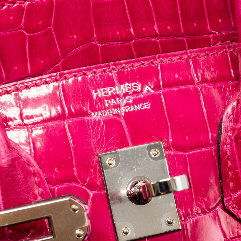 HERMES BIRKIN 25 SHINY CROCODILE POROUS ROSE MEXICO SHW