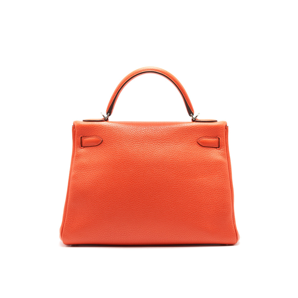 Hermes Kelly 32 Orange Poppy Clemance Leather SHW