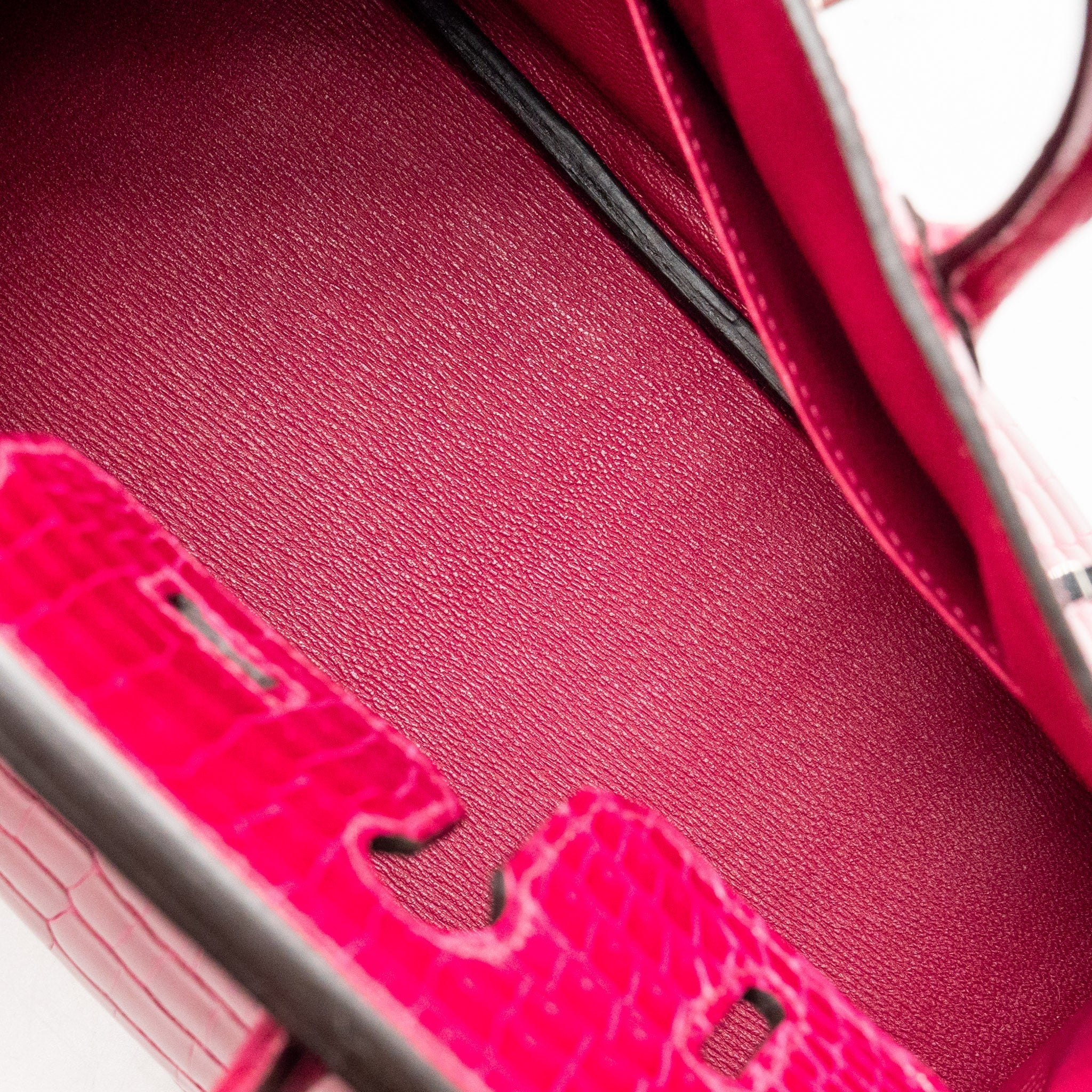 HERMES BIRKIN 25 SHINY CROCODILE POROUS ROSE MEXICO SHW