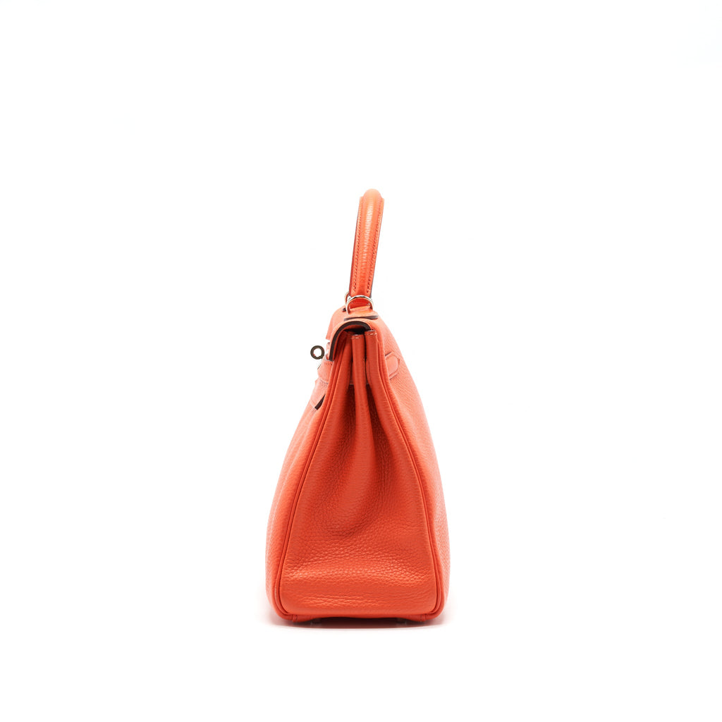 Hermes Kelly 32 Orange Poppy Clemance Leather SHW