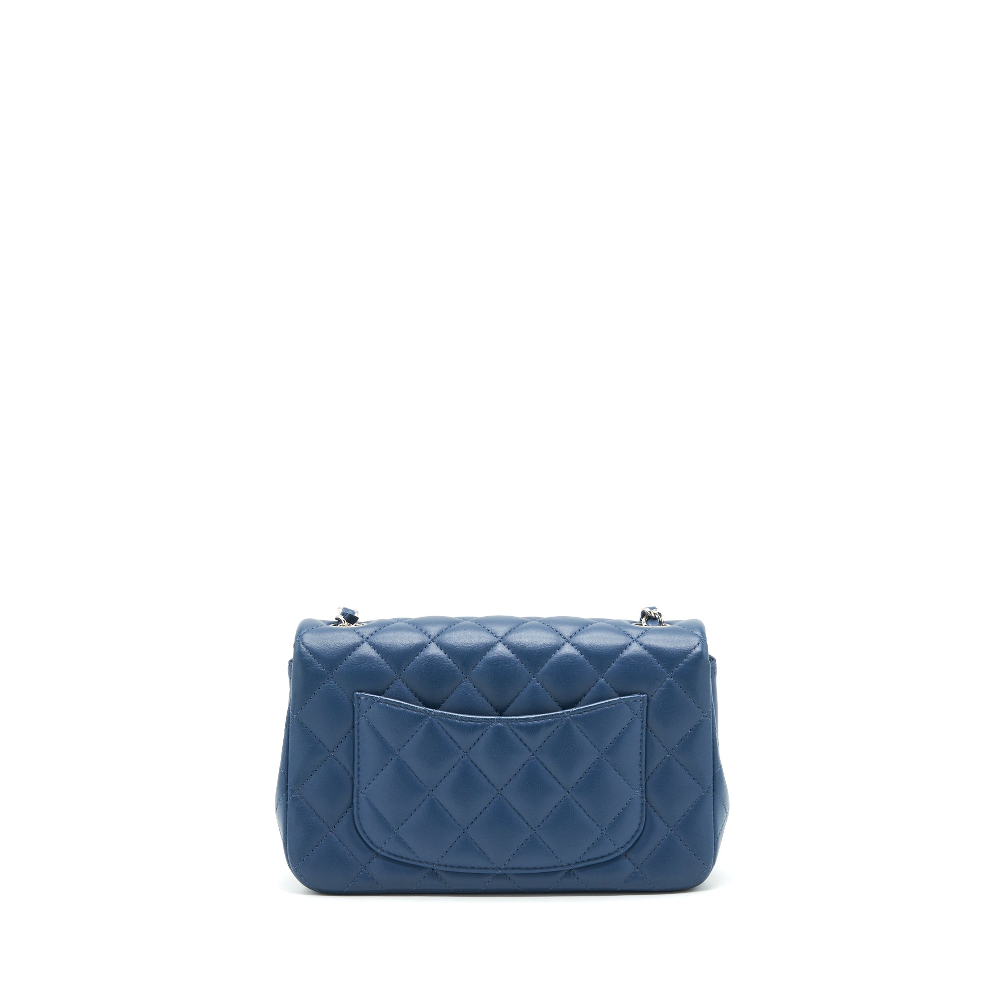 CHANEL MINI RECTANGULAR FLAP BAG LAMBSKIN NAVY BLUE SHW